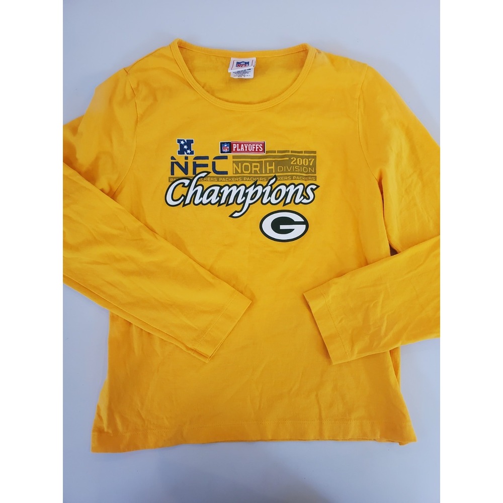 NFL Green Bay Packers 2007 NFC North Champions Long Sleeve Shirt Yellow Womens M